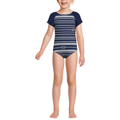 Girls Cap Sleeve Portrait One Piece Swimsuit