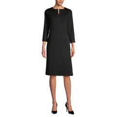 Women's Ponte 3/4 Sleeve Split Neck Shift Dress