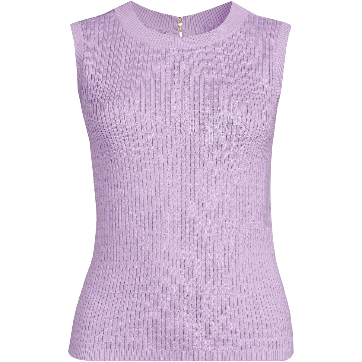 Women's Plus Size Fine Gauge Baby Cable Crew Neck Sleeveless Sweater - Set Top