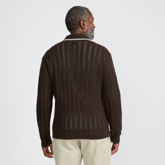 Men's Long Sleeve Button Through Summer Polo Cardigan