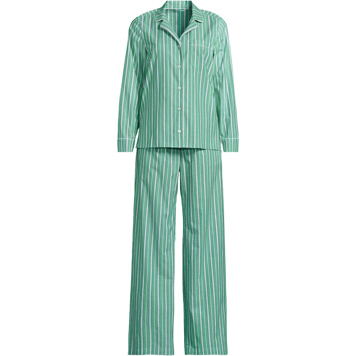 Women's Tall Cotton Poplin 2 Piece Pajama Set - Long Sleeve Top and Pants