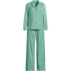 Women's Petite Cotton Poplin 2 Piece Pajama Set - Long Sleeve Top and Pants