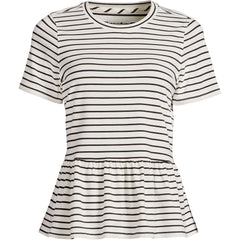 Women's Plus Size Short Sleeve Lightweight Jersey Crew Neck Peplum Tee