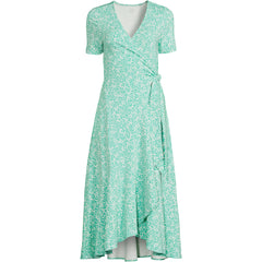 Women's Petite Cotton Modal Vneck Wrap Midi Dress