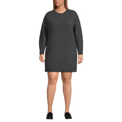 Women's Plus Size Fuzzy Bow Back Mini Sweater Dress