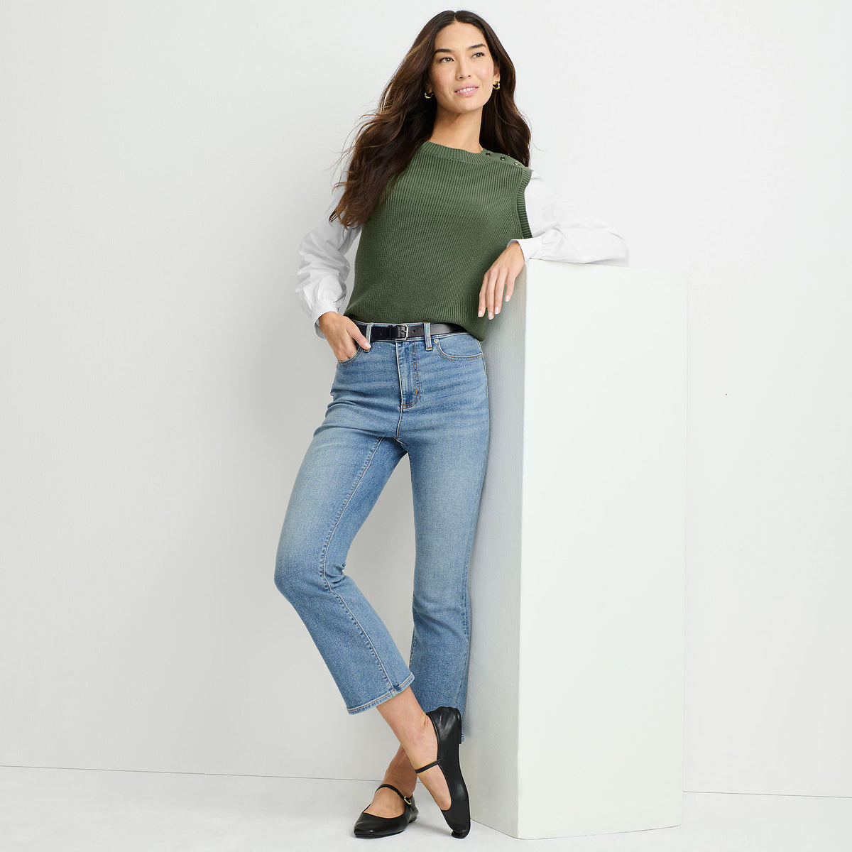 Women's Recover Denim High Rise Kick Flare Crop Jeans