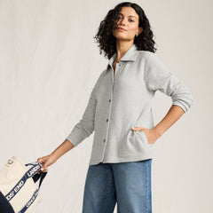 Women's Petite Long Sleeve Waffle Collared Shacket