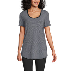 Women's Petite Short Sleeve Power Performance Scoop Neck Curved Hem Tunic Tee