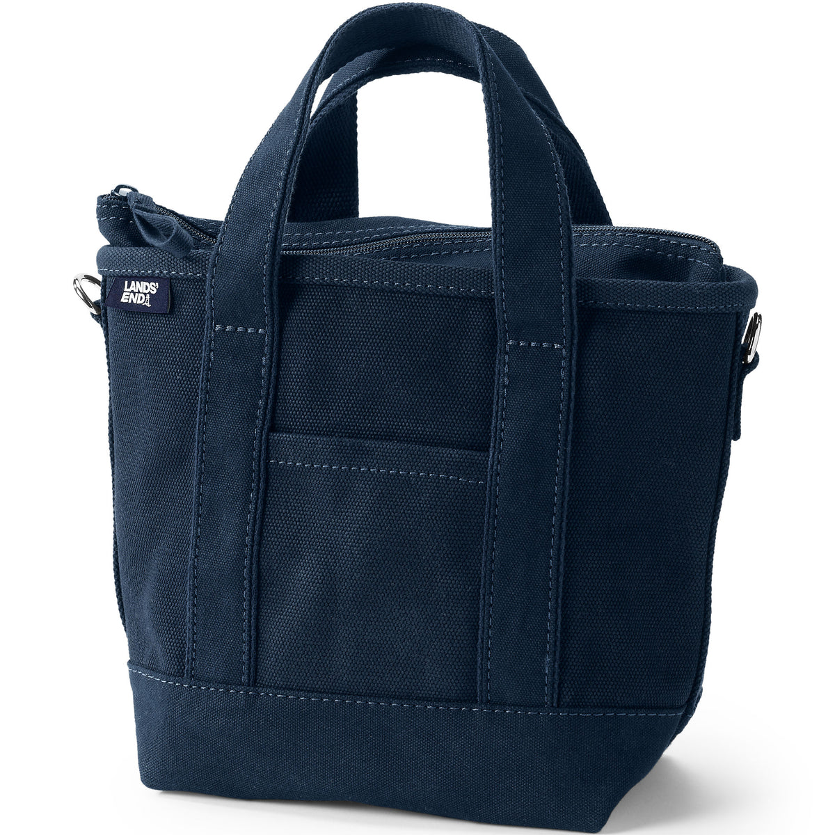 Small Solid Color 3 Pocket Zip Top Canvas Tote Bag