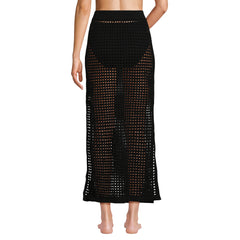 Women's Cotton Open Knit Maxi Swim Cover-up Skirt