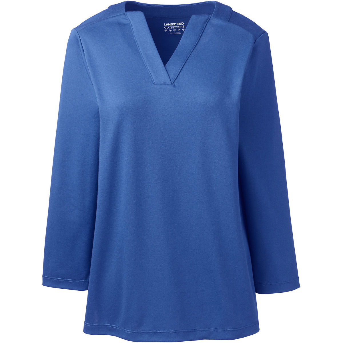 School Uniform Women's Supima Micro Modal 3/4 Sleeve Notch Neck Top