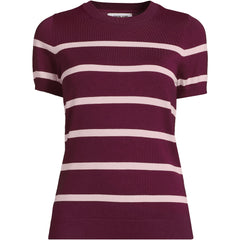 Women's Cotton Modal Short Sleeve Jewel Neck Pullover Sweater