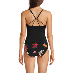 Women's Tugless High Neck Strappy Back Tankini Swimsuit Top