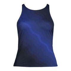 Women's Petite Tugless High Neck Strappy Back Tankini Top