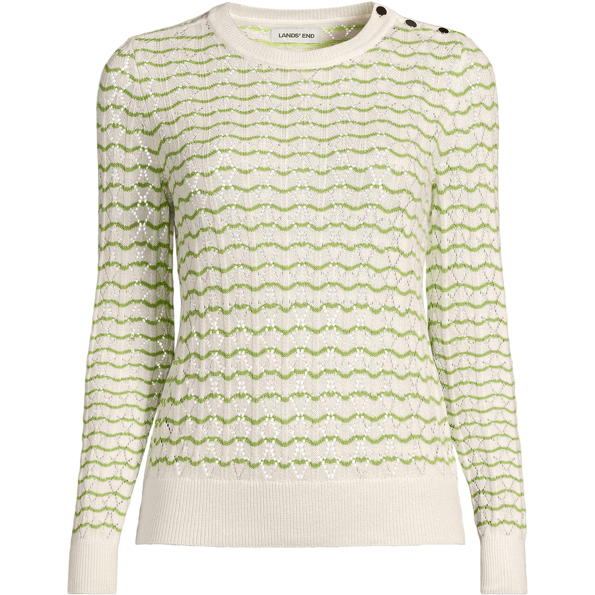 Women's Plus Size Cotton Viscose Button Shoulder Modern Crew Sweater