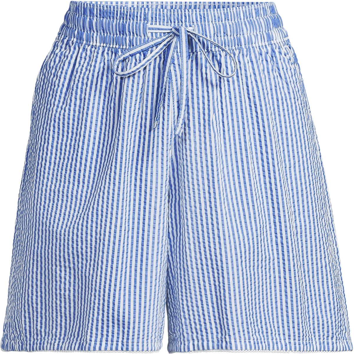 Women's Plus Size Seersucker High Rise Pull On 7" Shorts