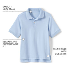 Kids Husky Short Sleeve Interlock Polo Shirt