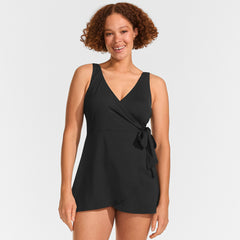 Women's Mastectomy Long Side Tie Mini Swim Dress Swimsuit