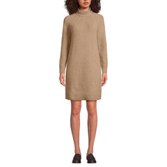 Women's Boucle Long Sleeve Raglan Mock Neck Sweater Dress