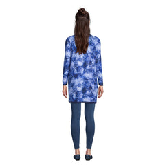 Women's Fine Gauge Cotton Long Open Cardigan Sweater - Print