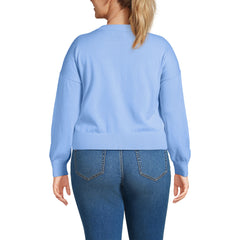 Women's Plus Size Modern Length Fine Gauge Crew Neck Cardigan Sweater