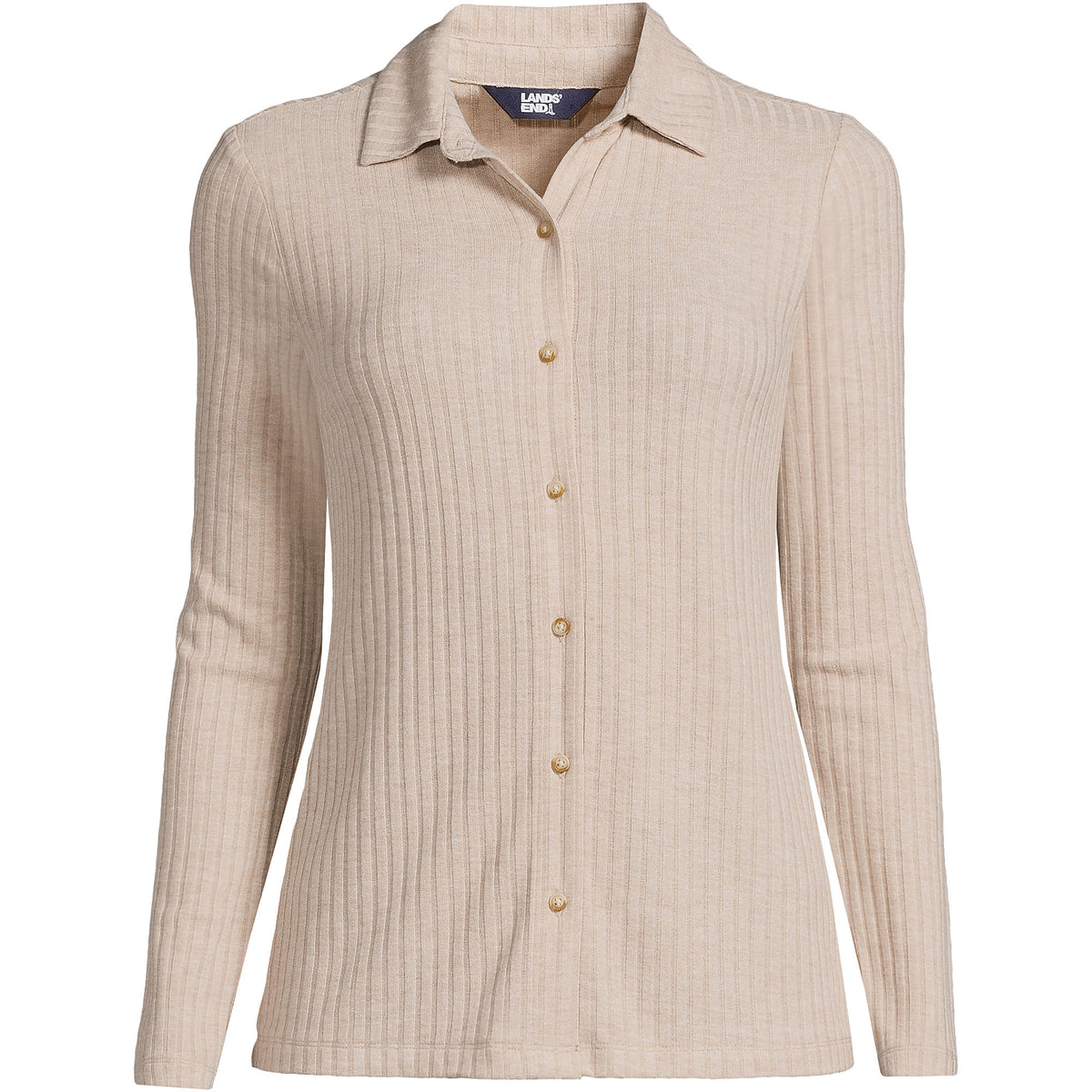 Women's Long Sleeve Wide Rib Button Front Polo
