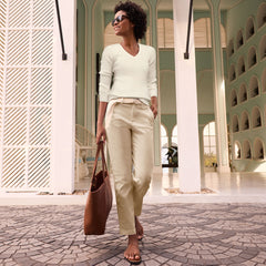 Women's Mid Rise Classic Straight Leg Chino Ankle Pants