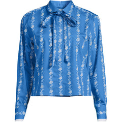 Women's Plus Size Carefree Cotton Shirt with Removable Bow