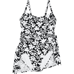 Women's Long Chlorine Resistant Sweetheart Swim Dress One Piece Swimsuit