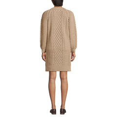 Women's Cotton Blend Cable Crew Neck Sweater Dress