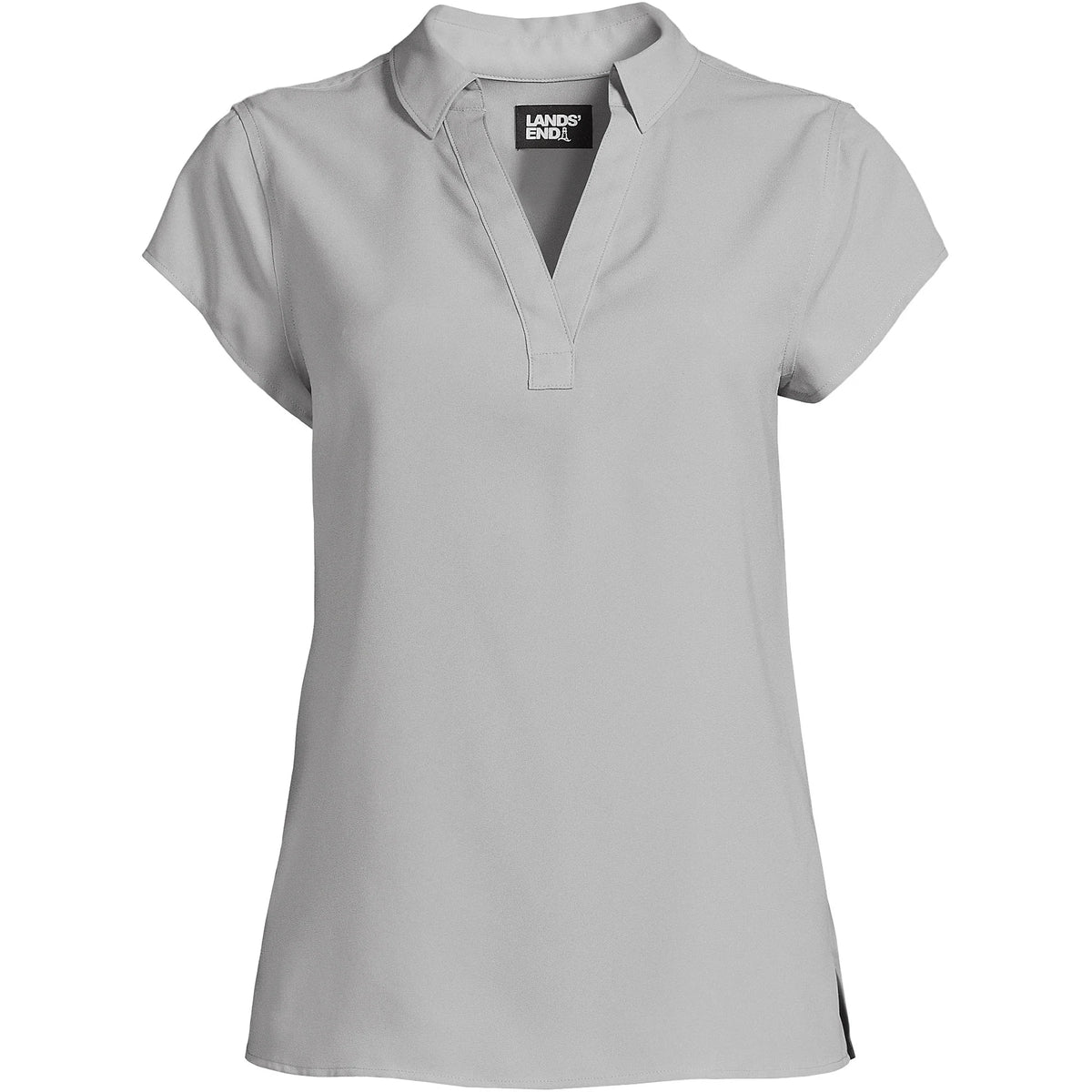 Women's Short Sleeve Split Neck Crepe Blouse