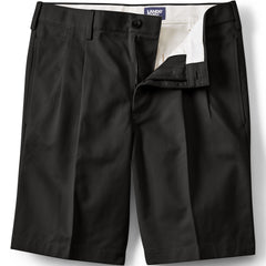 Men's Big and Tall No Iron 9" Comfort Waist Pleated Front Chino Short