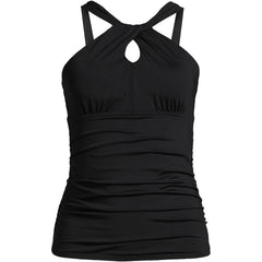 Women's Chlorine Resistant High Neck Multi Way Tankini Swimsuit Top