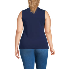 Women's Plus Size Sleeveless Polished Essentials Mock Neck Top