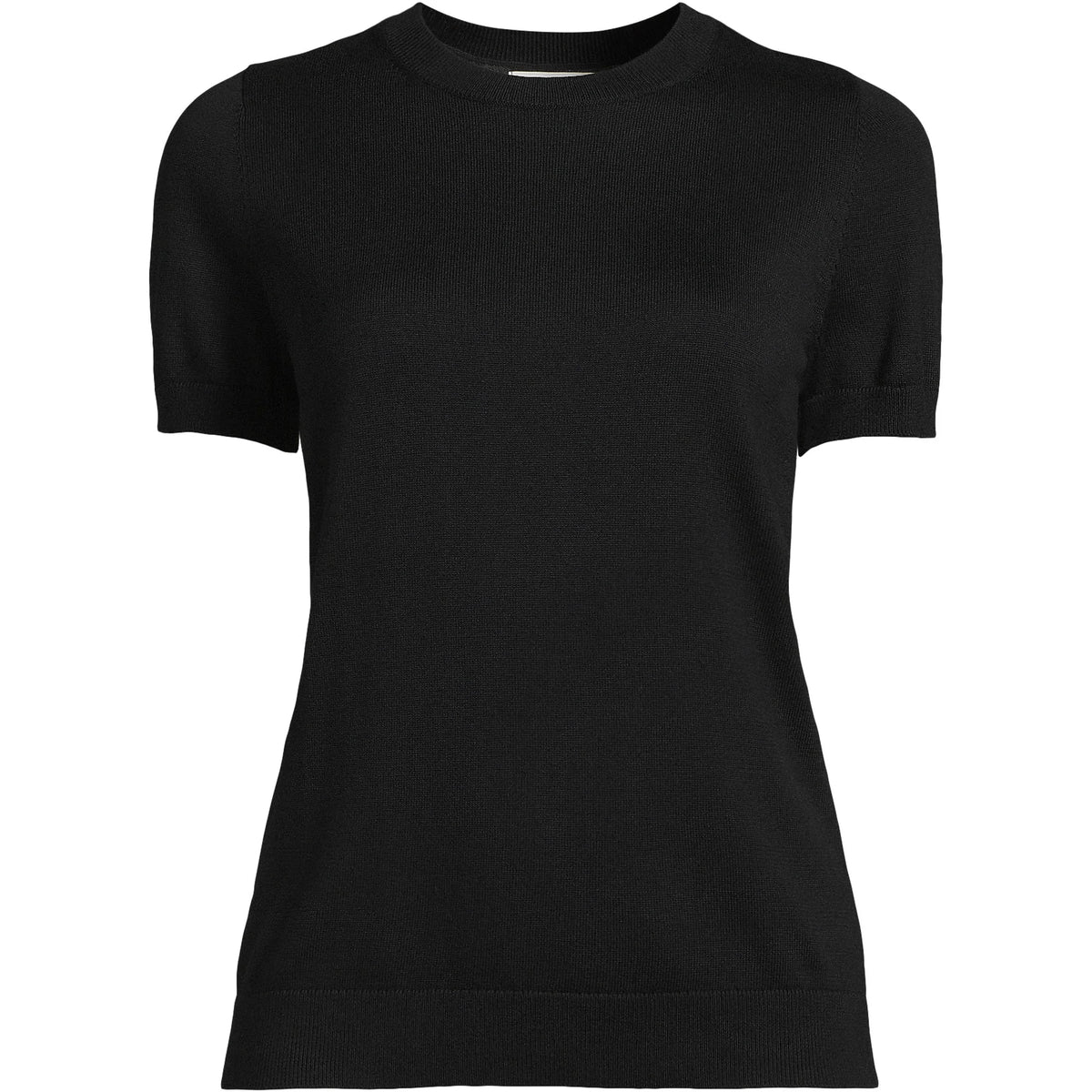 Women's Petite Cotton Modal Short Sleeve Jewel Neck Pullover Sweater