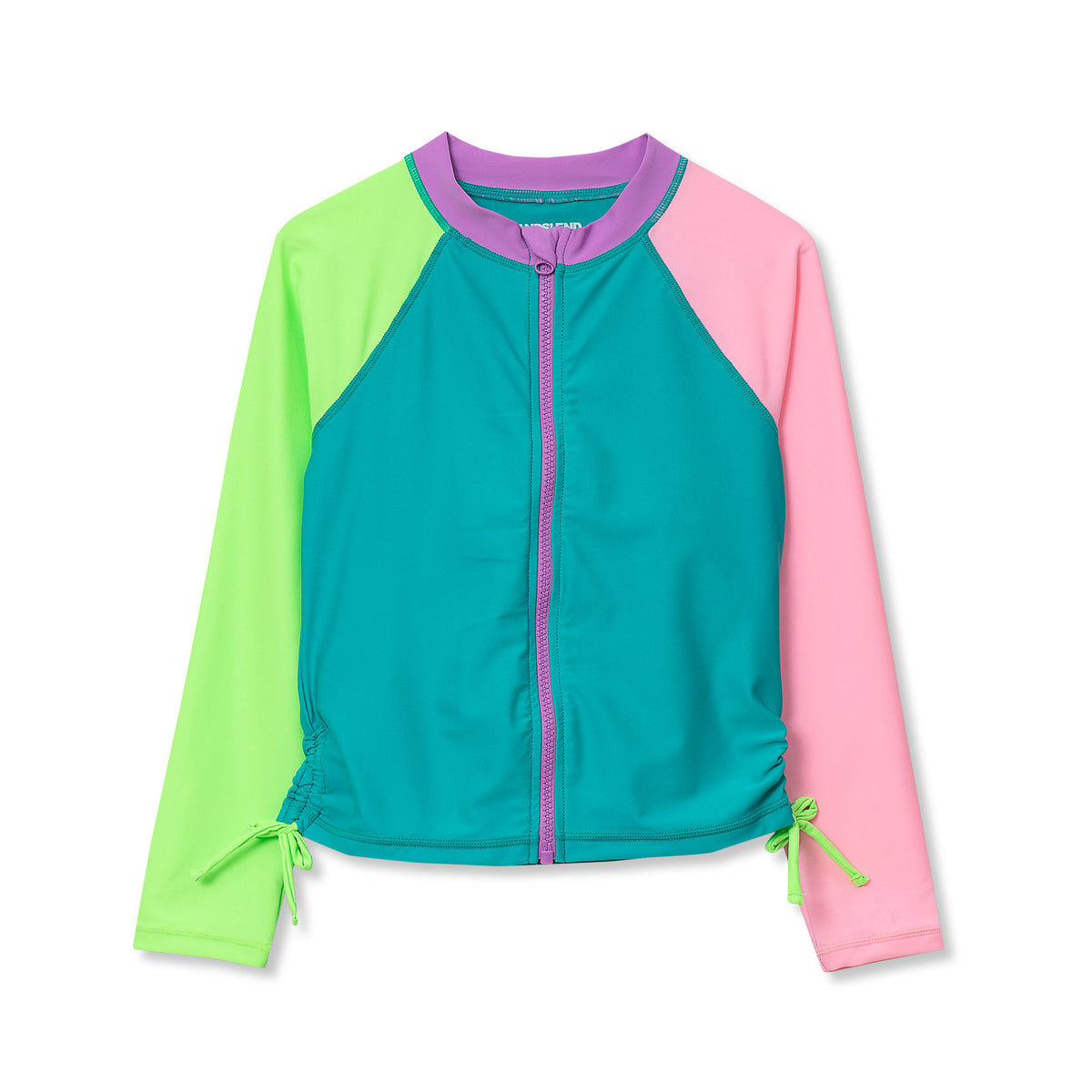 Girls Chlorine Resistant Long Sleeve Zip Front Rash Guard
