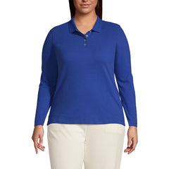 Women's Plus Size Long Sleeve Mesh Polo