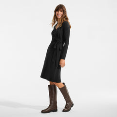 Women's Petite Cotton Modal Collared Wrap Dress