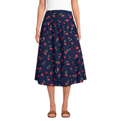 Women's Petite Poplin Drop Waist Midi Skirt - Set Bottom
