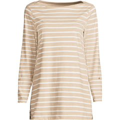 Women's Plus Size Supima Cotton Adjustable 3/4 Sleeve Boatneck Tunic
