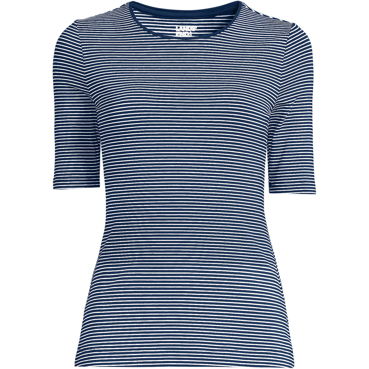 Women's Plus Size Lightweight Jersey Skimming Elbow Sleeve Crew Neck T-shirt