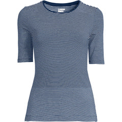 Women's Plus Size Lightweight Jersey Skimming Elbow Sleeve Crew Neck T-shirt