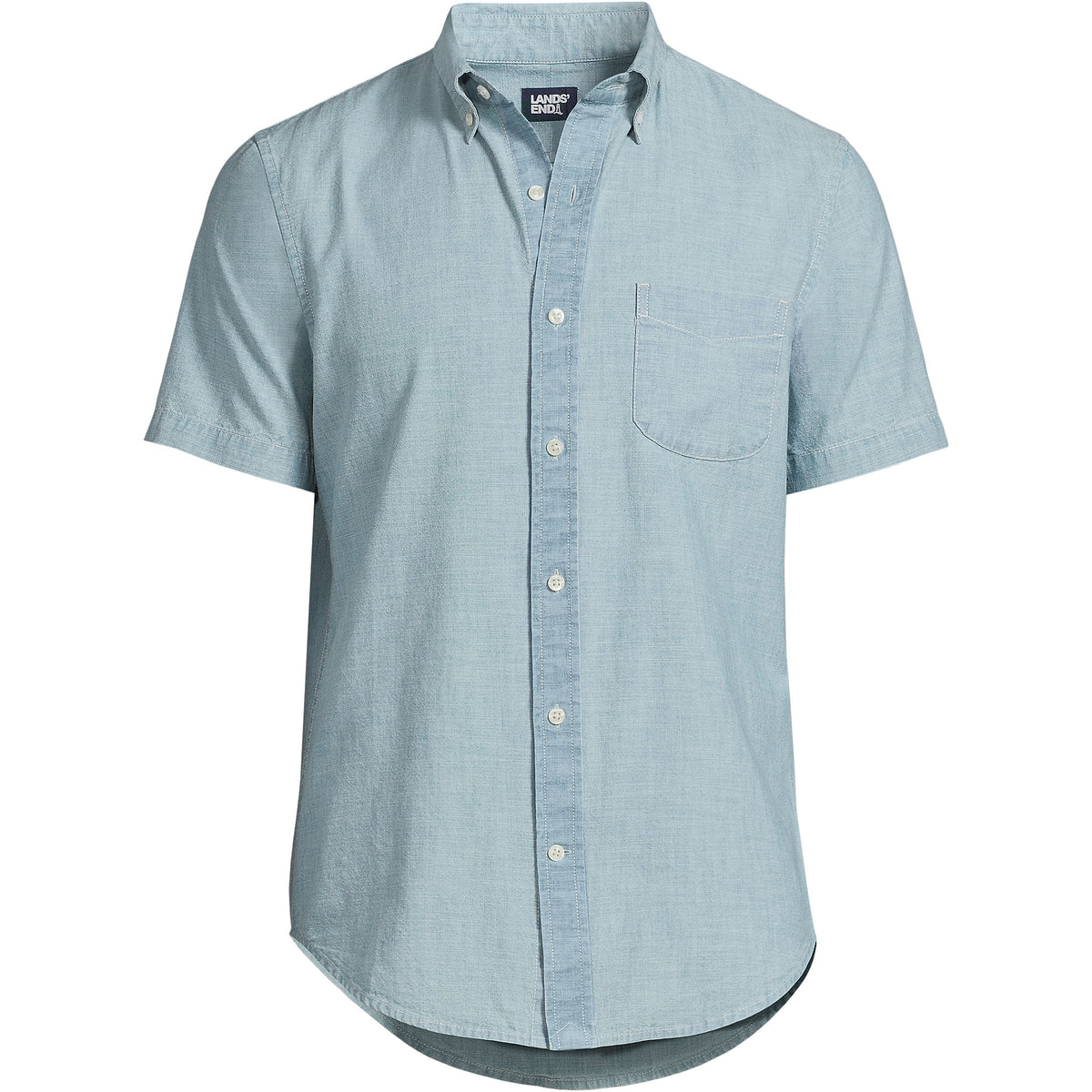 Men's Big and Tall Short Sleeve Button Down Chambray Shirt