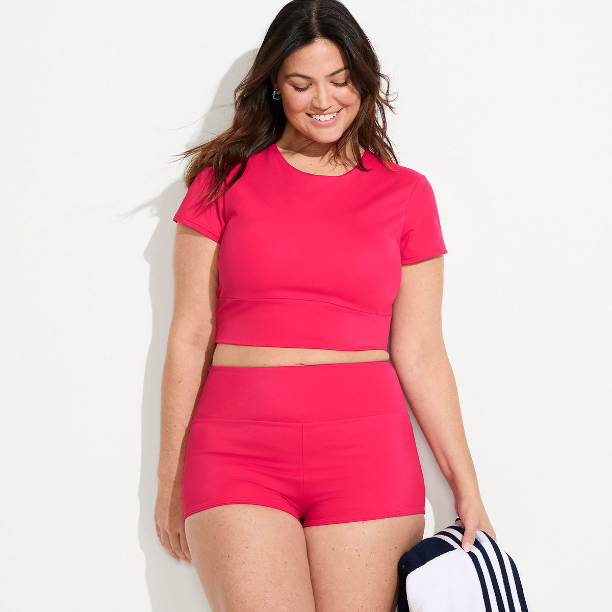 Women's Plus Size Tugless Cap Sleeve Midkini Top