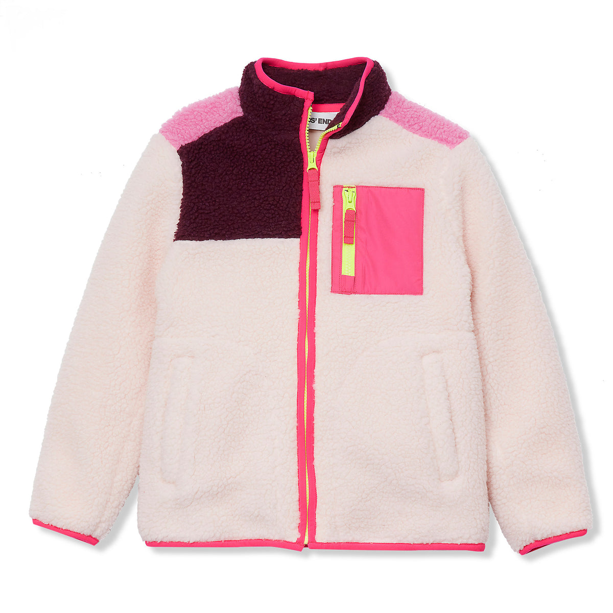 Kids Sherpa Contrast Full Zip Up Jacket