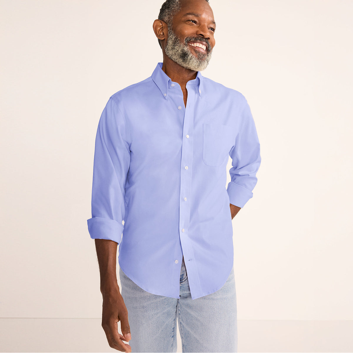 Men's No Iron Supima Cotton Pinpoint Buttondown Collar Dress Shirt