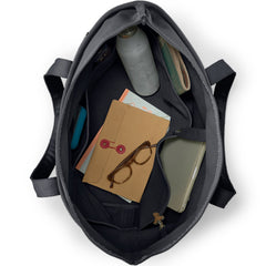 Large Solid Color 5 Pocket Zip Top Long Handle Canvas Tote Bag