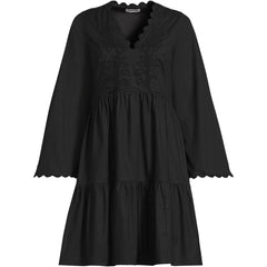 Women's Poplin V Neck Embroidered Dress