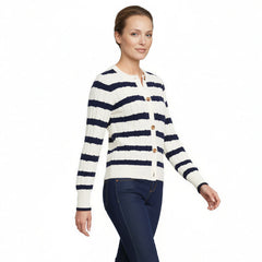 Women's Petite Drifter Classic Cable Crew Neck Cardigan Sweater