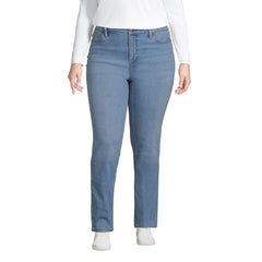 Women's Plus Size Mid Rise Straight Leg Blue Jeans
